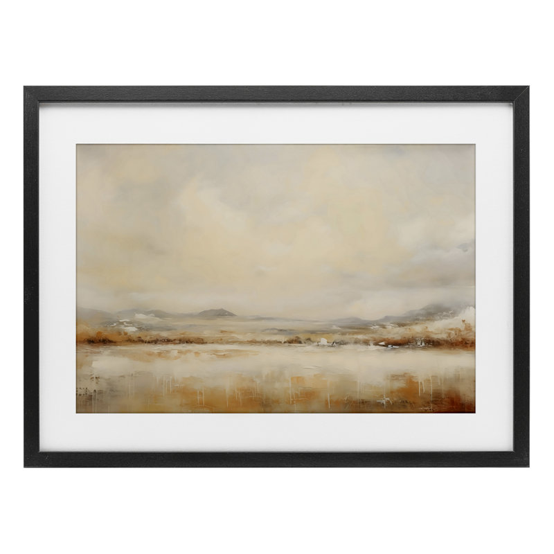 Ivoire et bronze, reproduction de paysage encadrée sous verre, design par LSR Creative Studio, H 17 po x l 23 po