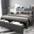 Upholstered LED Bed Frame With Storage Headboard Charging Station 2 Drawers Gray-1968671384
