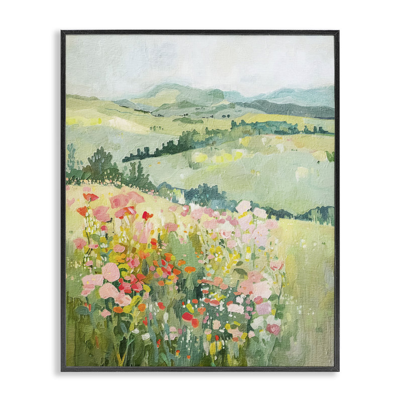  «Soft Flowers Meadow Giclee» par RileyB, H 14 po x l 11 po, Giclée encadrée noir minuit