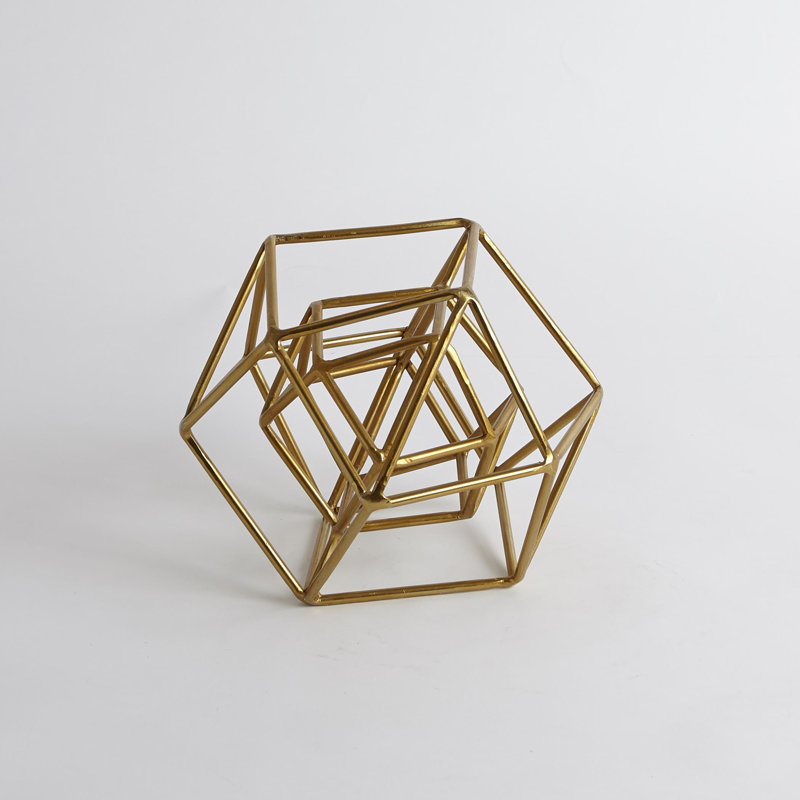 Geo Sculpture, 8" H x 10" W x 10" D, Gold