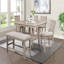 Banc 1 pièce à hauteur de comptoir - de couleur brun clair et beige, siège rembourré avec repose-pieds, structure en bois-550698092
