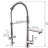 Spot Brushed Nickel Kitchen Sink Faucet With Pull Down Spout And Pre-Rinse Function High Arc Spring Brass Body In-515093291
