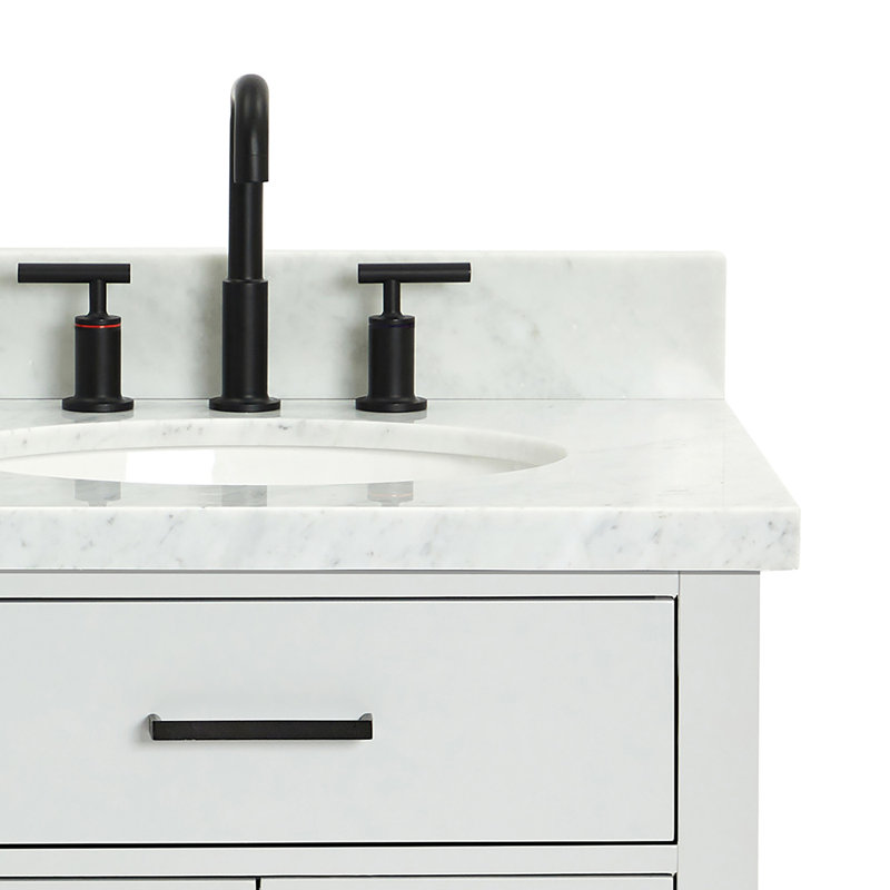 ARIEL HEPBURN 37 IN RIGHT OFFSET RECTANGULAR SINK VANITY 1,5 IN, Oval, Right, Gray