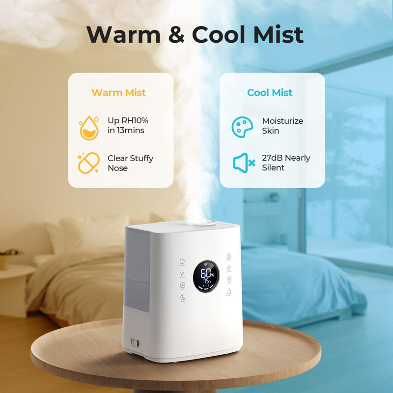 White Ultrasonic Dual Mist Humidifier with Remote Control