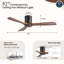 Sofucor Rachel 52'' 3-Solid Wood Blade Flush Mount Classic Ceiling Fan no Lights-1104220927