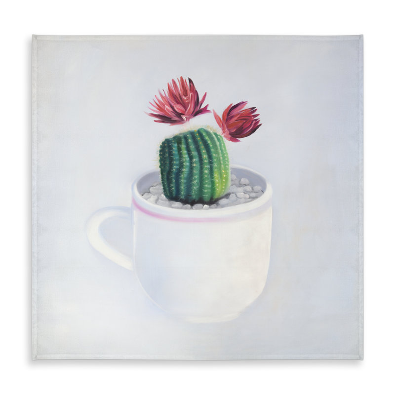 Botanical White Tablecloth - Mini Cactus in a Cup Decor