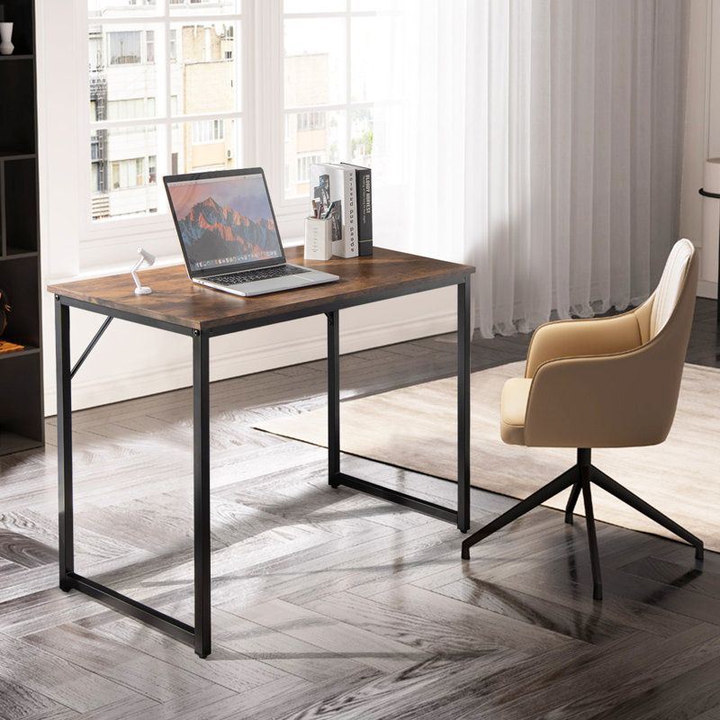 Cerita Steel Writing Desk, Black, Rustic Brown
