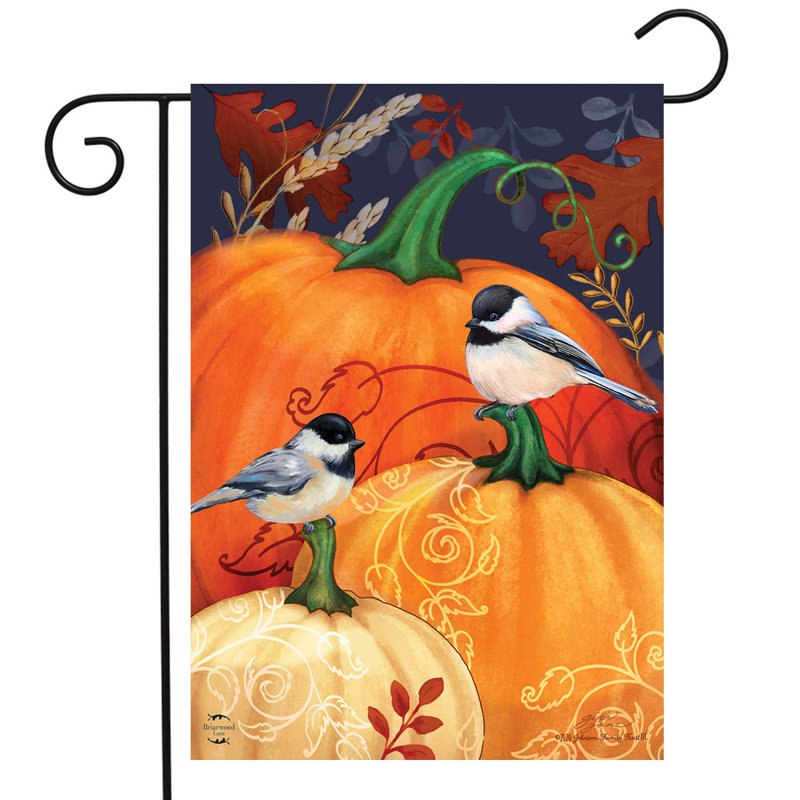 Citrouille et mésange, drapeau de jardin d'automne