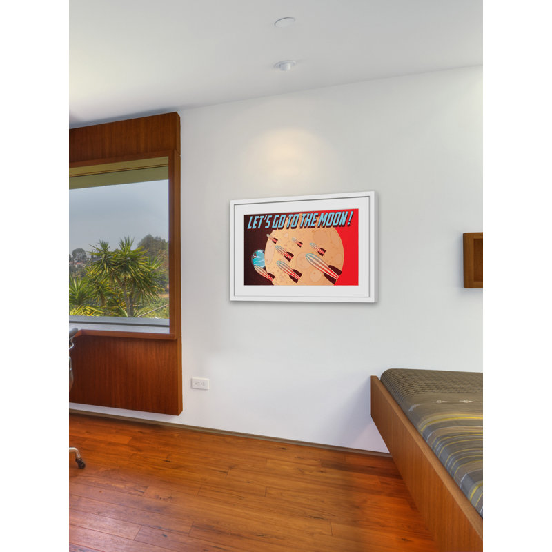Let's Go to the Moon! 1 Piece Single Picture Frame and Floater Frame Wall Art on Canvas, 41cm H x 61cm W x 3.81cm D