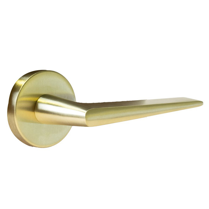 Alpine Lever 07 Passage Set with Round Rose, 2.375", Stainless Steel