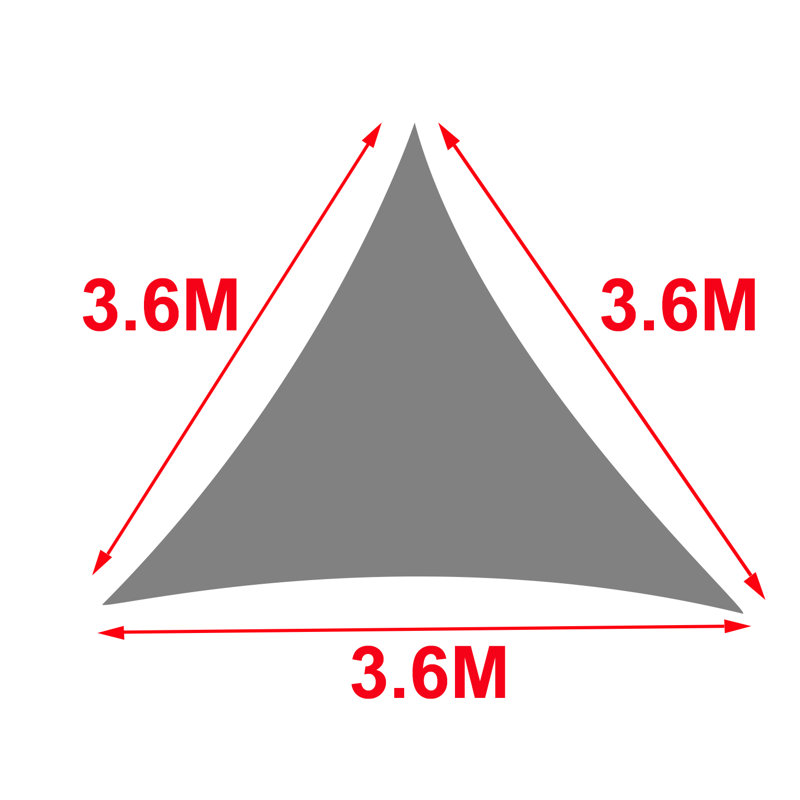 Drumraymond 3.6m x 3.6m x 3.6m Triangular Sun Shade Sail, Light Green