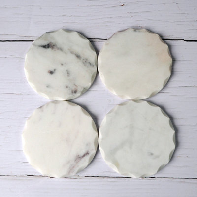 Round White Marble Coasters