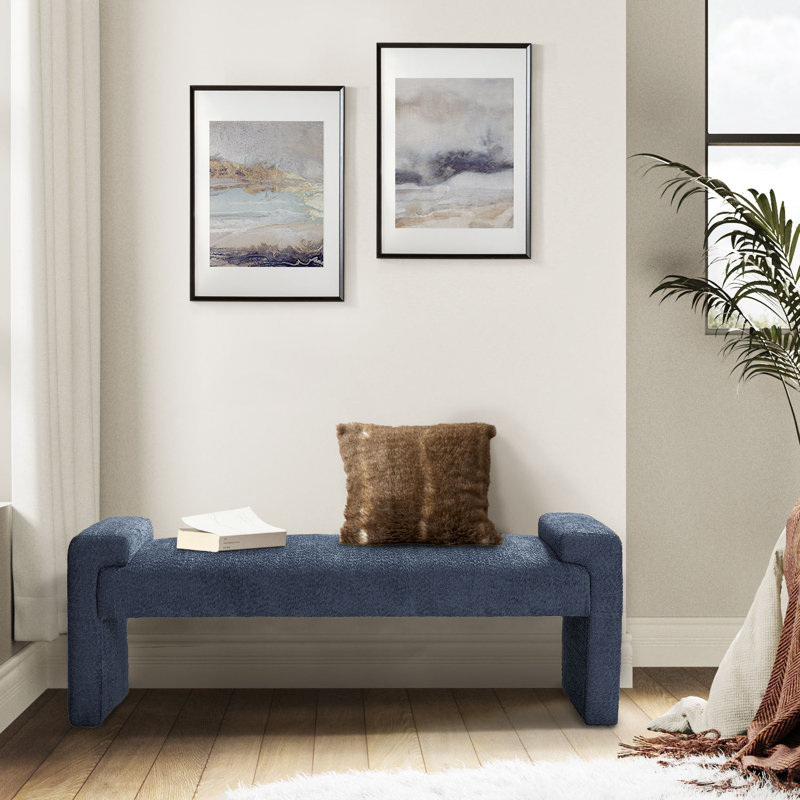 Banc d'appoint rembourré moderne l 58,5 po Arlesia, Bleu ardoise