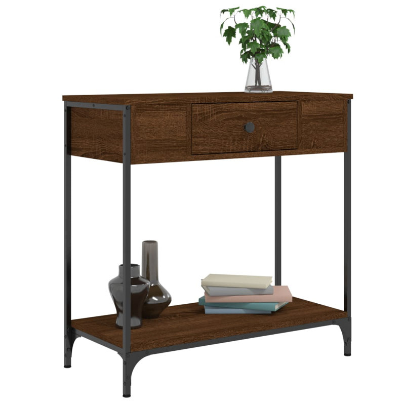 Console Table, 75cm H x 75cm W x 34.5cm D, Brown Oak