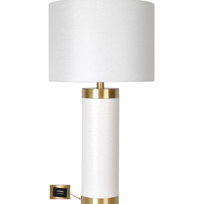 Croc Wrapped Table Lamp with USB Port