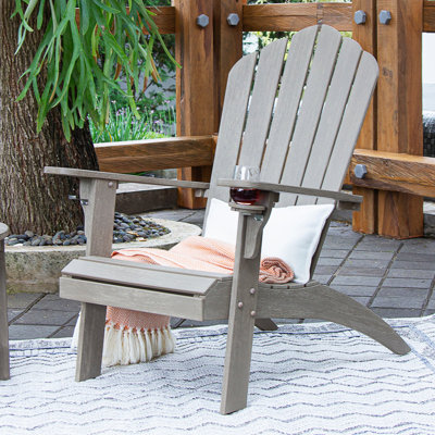 Anayha Teak Wood Adirondack Chair With Cup Holders by Darby Home Co