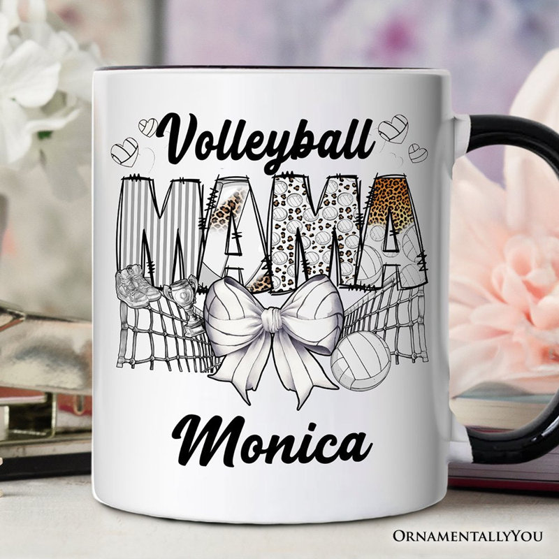 Tasse d'arc Volleyball Mama Coquette, cadeau de sport maman avec nom personnalisé
