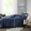 Édredon en velours bleu marine pour très grand / très grand lit - Tissu de luxe, Fer à repasser à vapeur-122457025-122457024
