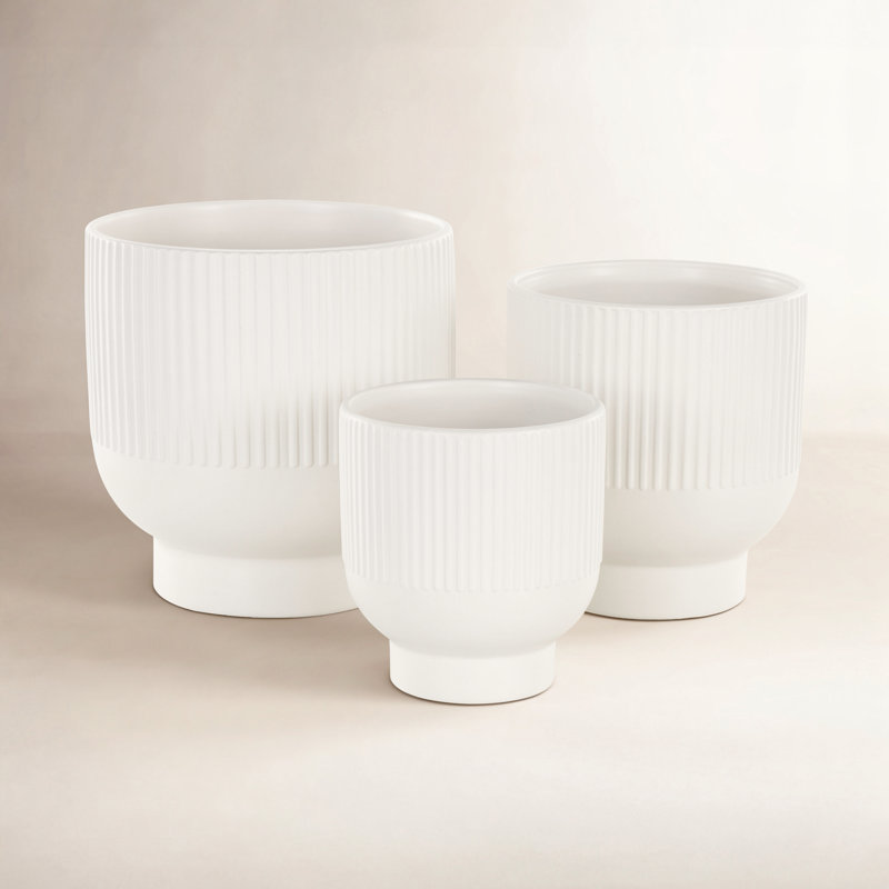 Ceramic Planter, White, 8.8" H x 8.5" W x 8.7" D