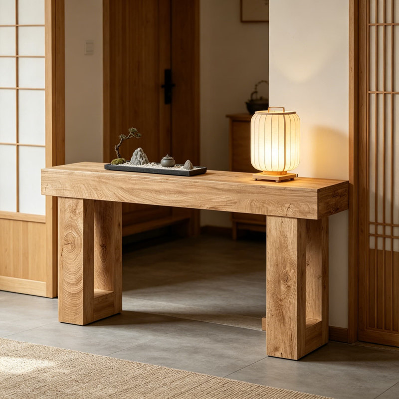Console de style campagnard industriel de 63 pouces, table de canapé en bois massif pour l'entrée ou le couloir du salon, table de bout en chêne rustique avec fabrication robuste