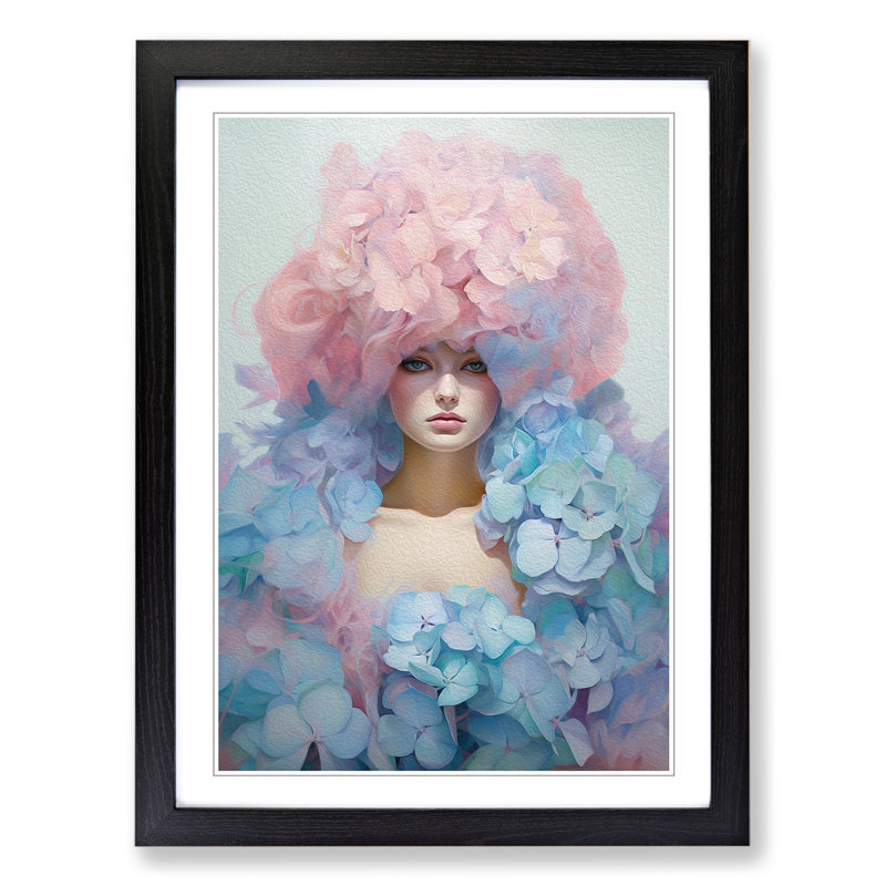 Hydrangea Conceptual No.2 - Framed Print, 64cm H x 46cm W x 2cm D, Black Framed
