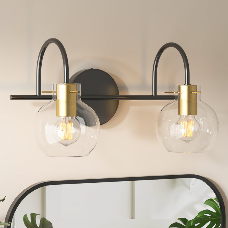 Bathroom Vanity Lights with Clear Shade Vanity Light Fixture, 8.27" H x 15.55" W x 8.46" D, 2 Lights