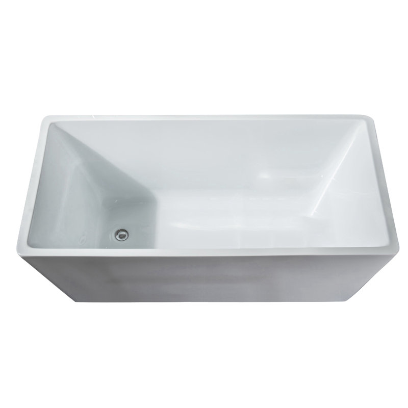Topcraft 43" x 27.5" Freestanding Acrylic Soaking Bathtub, Modern Matte White Freestanding Tub for Bathroom