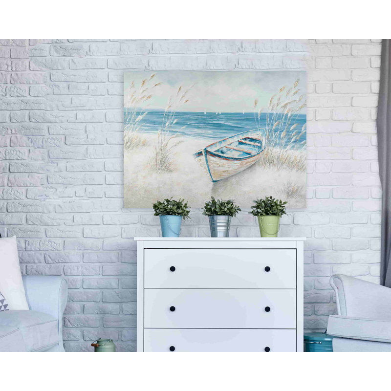 Flatley " Boat On The Reeds Beach ", 30" H x 40" W x 1.5" D