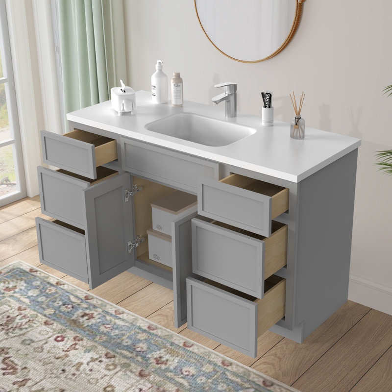 Base de meuble-lavabo simple 54 po seulement, Gris