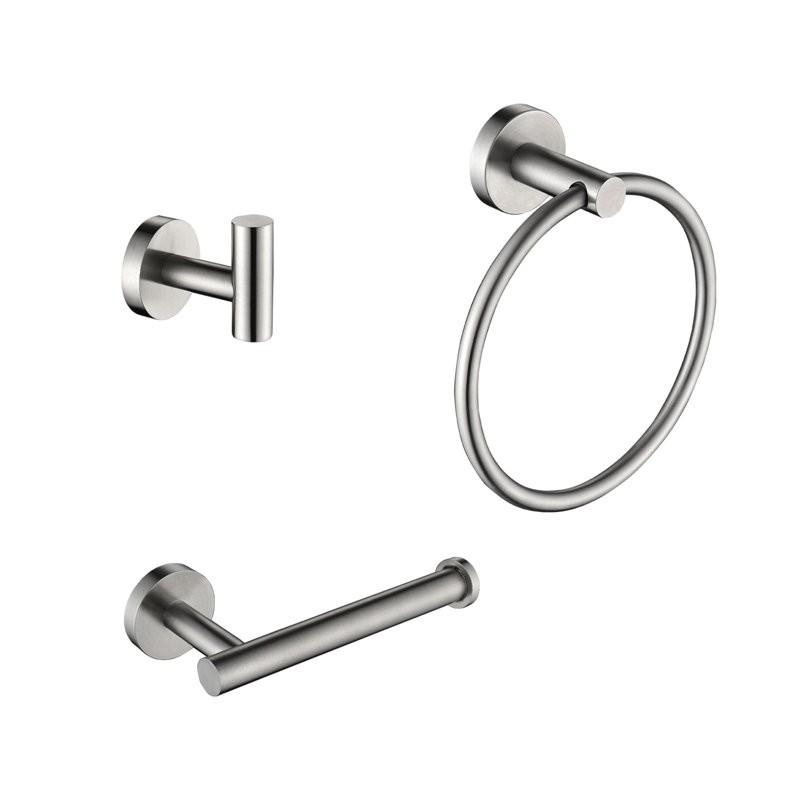 Ensemble de 3 pièces de quincaillerie de salle de bain en acier inoxydable avec quincaillerie de fixation, Nickel brossé
