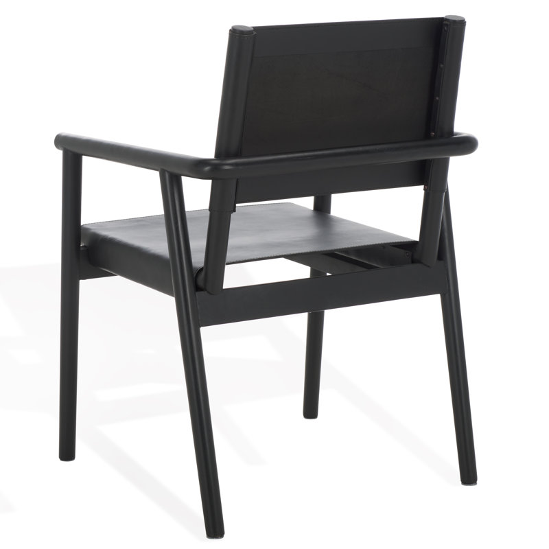 Hutson Leather Upholstered Dining Arm Chair, Black