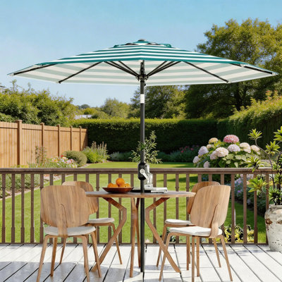 Parasol de patio 10 pi, 8 baleines robustes, avec manivelle et inclinaison à bouton-poussoir