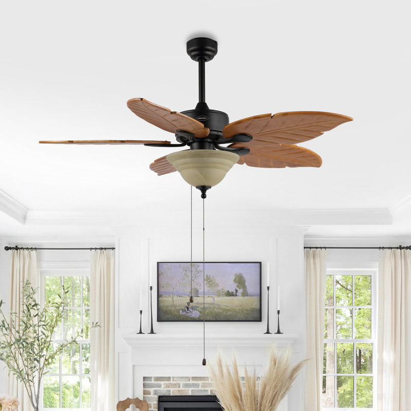 Emmabeth 52'' Ceiling Fan with Light Kit, Light Brown