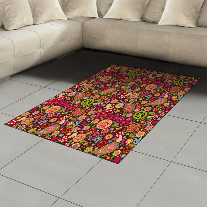 Colorful High Density Long Fiber Poly Threads Decorative Area Rug Carpet, Rectangle 4' x 5'8"