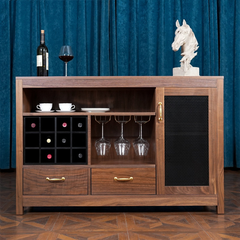 Buffet Loudoun 50 po, armoire de bar, structure de bar en bois de noyer massif, café