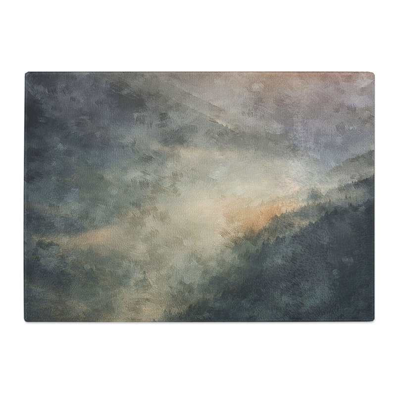 Tempered Glass Valley Mist Painting Chopping Board, 20 cm x 28.5 cm