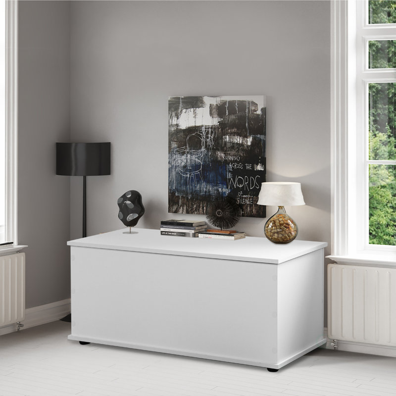 Ebern Designs White Wooden Storage Box & Bench