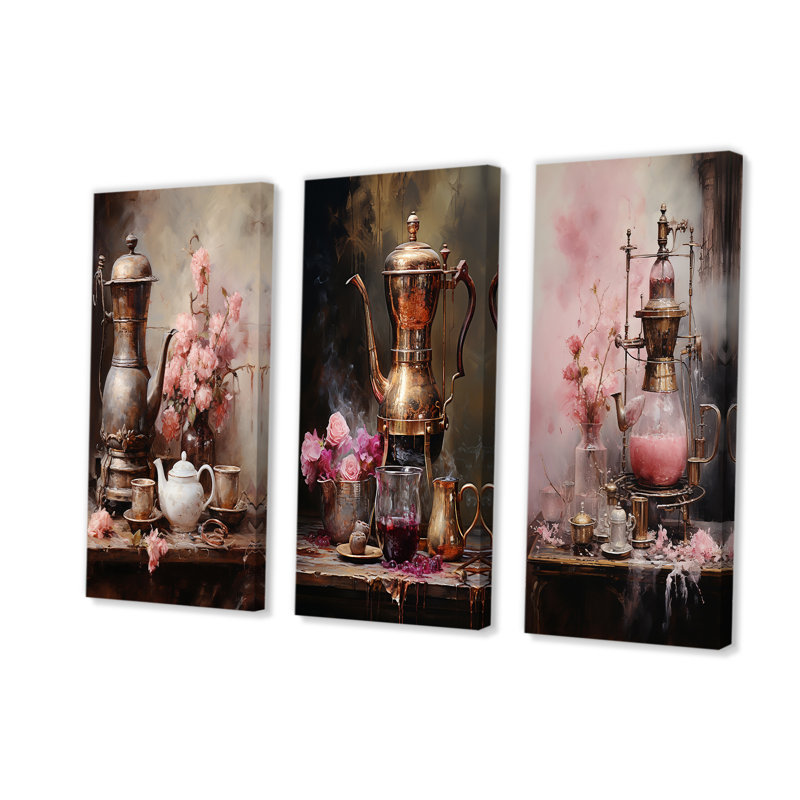 Nature morte au thé rose Elegance, H 28 po x l 36 po, Toile tendue