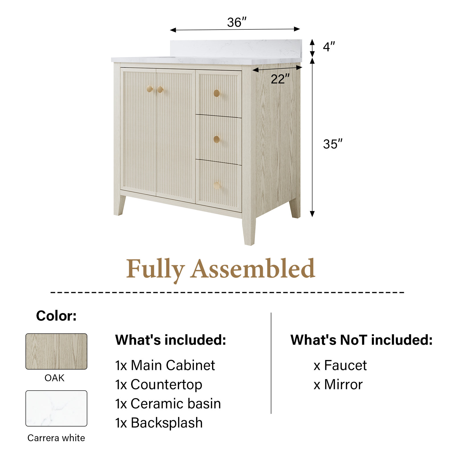 Kristine 36" Single Bathroom Vanity