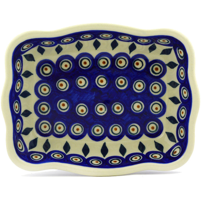 Polmedia Peacock Rectangle Stoneware Baker Bakeware