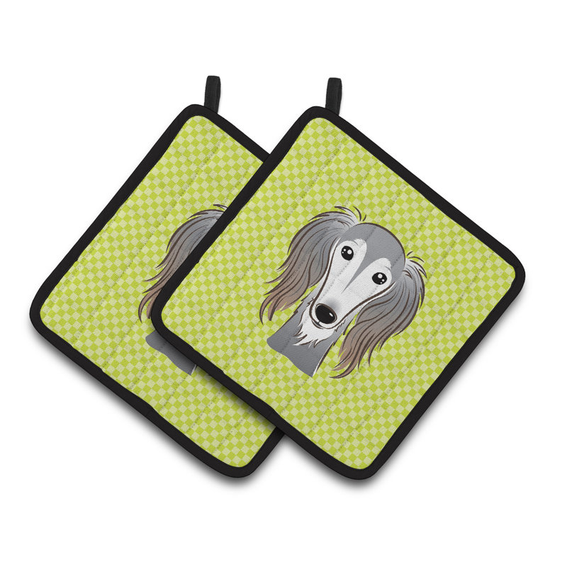 Caroline's Treasures Checkerboard Polyester Potholder, Lime Green