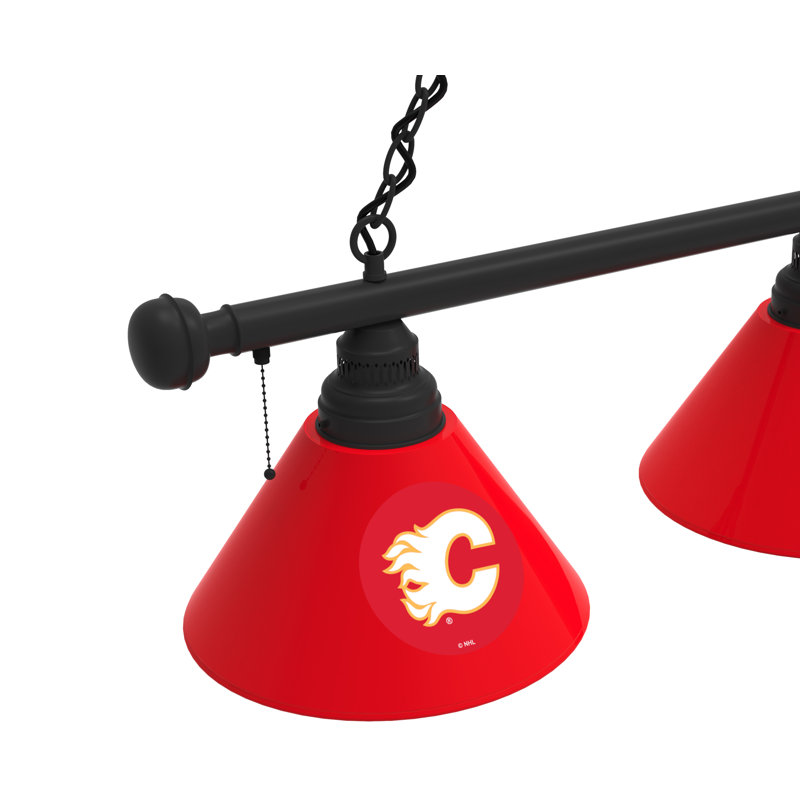 3 - Light Pool Table Lights Pendant, Black, Calgary Flames