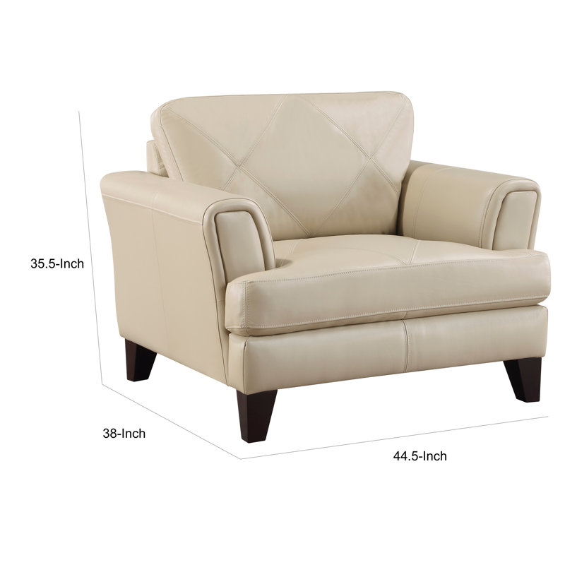 Fauteuil Bentall, Cuir véritable crème