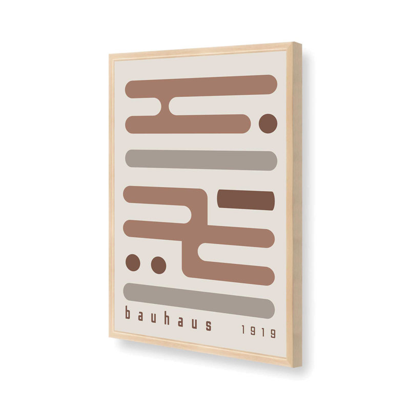 Brown Bauhaus Minimalist Circuitry I Print dans un cadre, H 21 po x l 17 po x P 1,25 po, Érable brut
