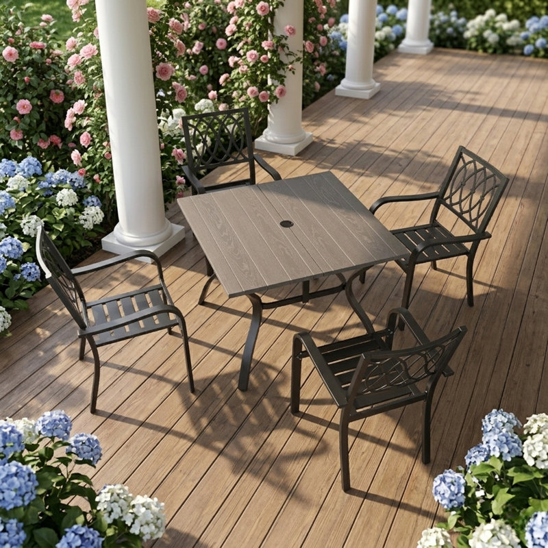 5‑Piece Outdoor Patio Dining Set, Black
