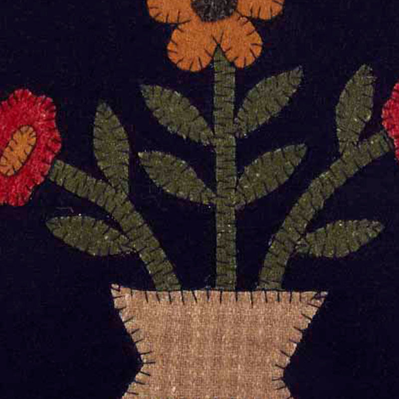 14" x 14" Black Cotton Floral Plush Pillow
