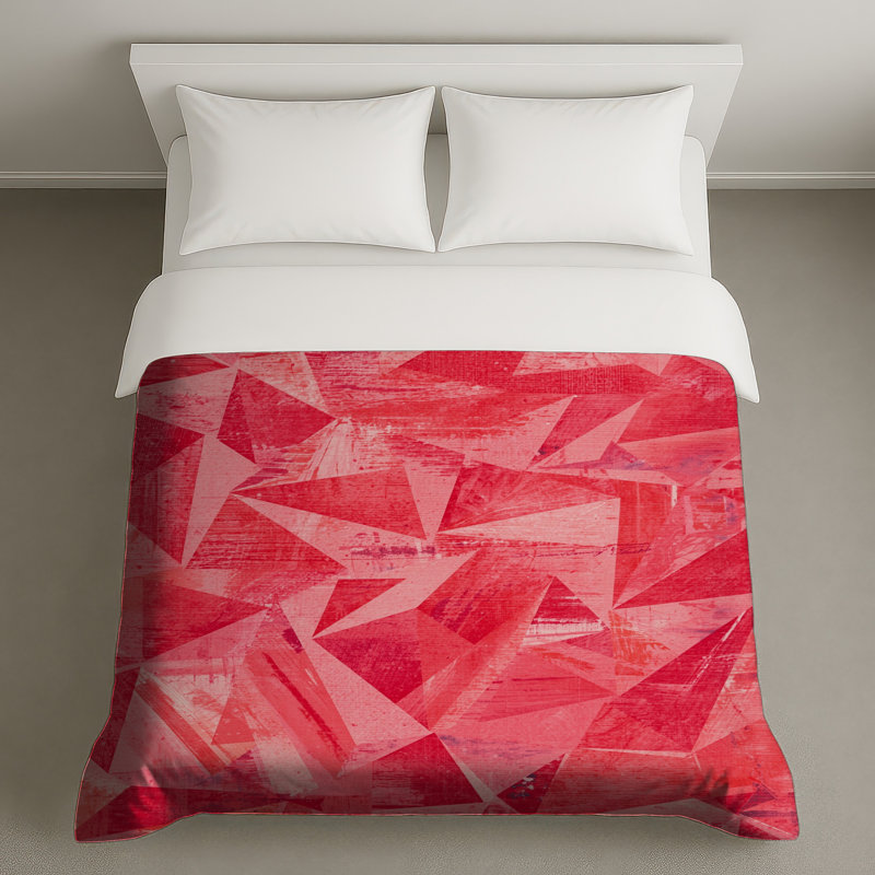 Housses de couette à formes géométriques rouges, Lit simple