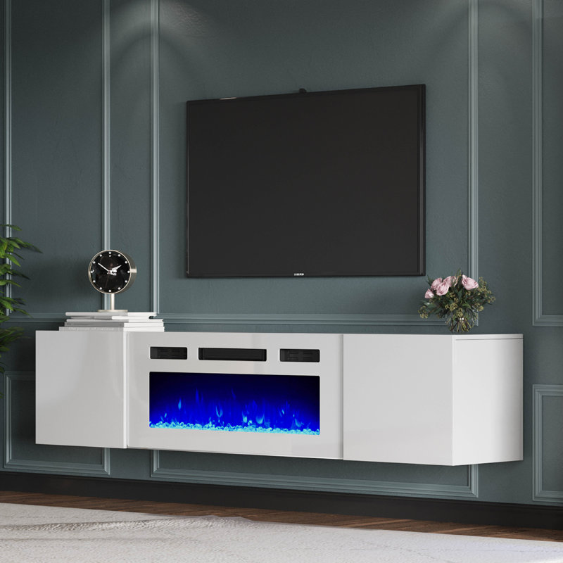 Meuble télé Bhhatu Highgloss, Entièrement blanche, 68"