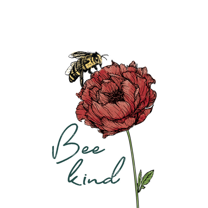 Bee Kind Red Flower - Wrapped Canvas Print, 122cm H x 81cm W x 3.8cm D