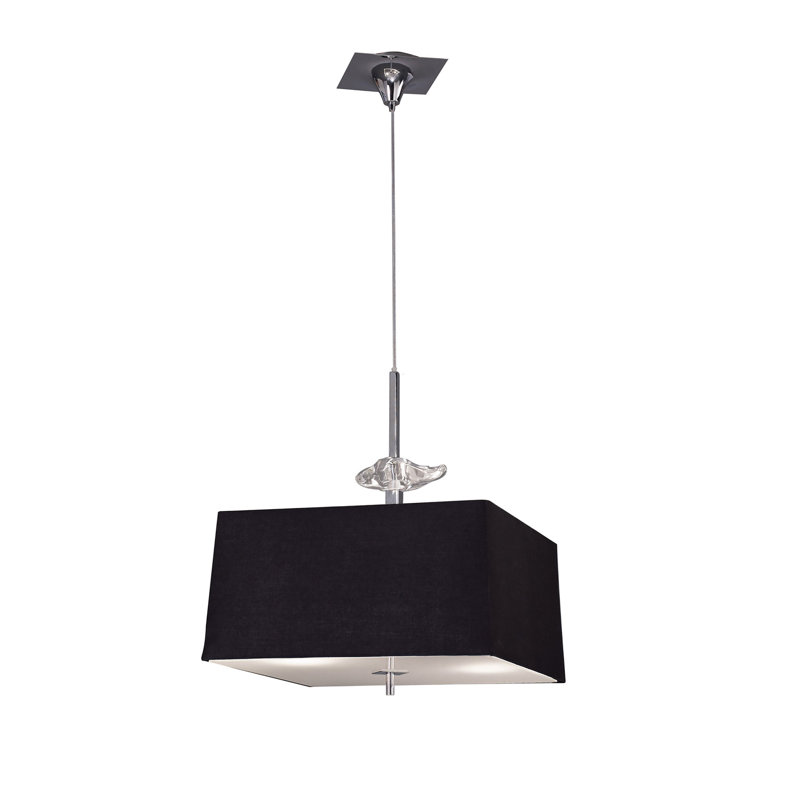 4 - Light Polished Chrome Square/Rectangle Pendant, Black